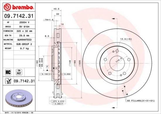 Obrázok Brzdový kotúč BREMBO COATED DISC LINE 09714231