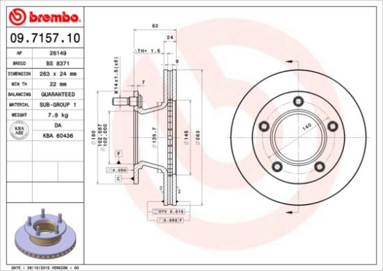 Obrázok Brzdový kotúč BREMBO  09715710