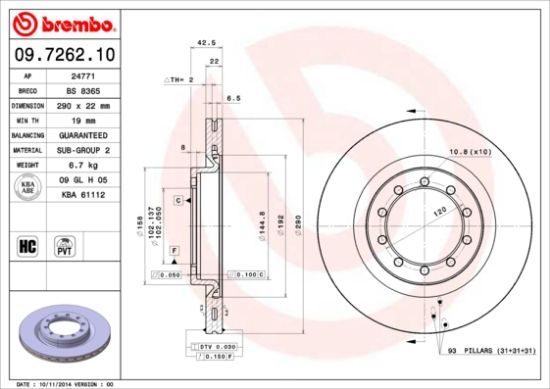 Obrázok Brzdový kotúč BREMBO  09726210