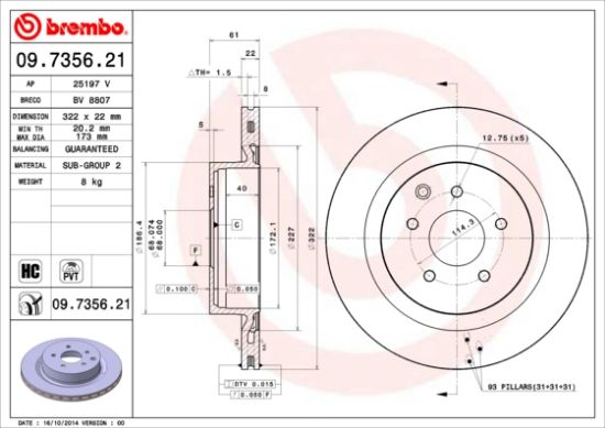 Obrázok Brzdový kotúč BREMBO COATED DISC LINE 09735621