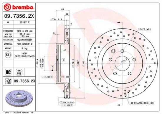 Obrázok Brzdový kotúč BREMBO  XTRA LINE 0973562X