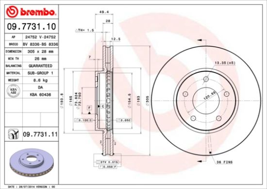 Obrázok Brzdový kotúč BREMBO COATED DISC LINE 09773111