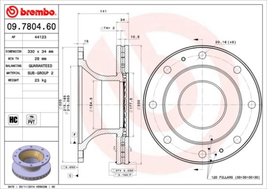 Obrázok Brzdový kotúč BREMBO  09780460