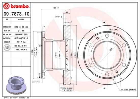 Obrázok Brzdový kotúč BREMBO  09787310