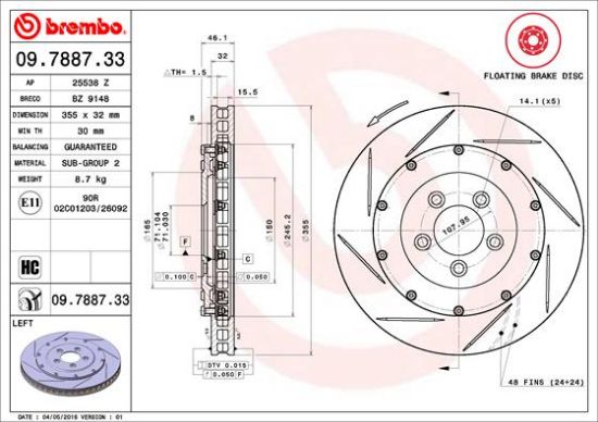 Obrázok Brzdový kotúč BREMBO TWO-PIECE FLOATING DISCS LINE 09788733
