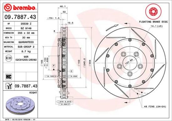 Obrázok Brzdový kotúč BREMBO TWO-PIECE FLOATING DISCS LINE 09788743