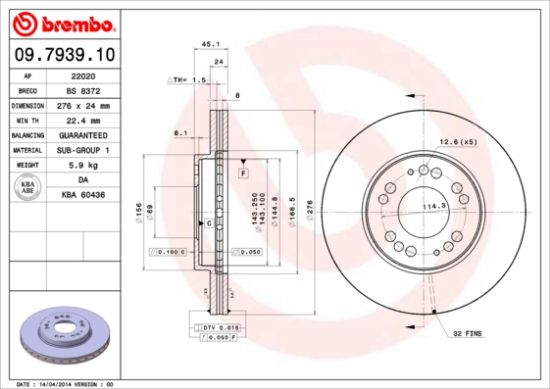 Obrázok Brzdový kotúč BREMBO  09793910