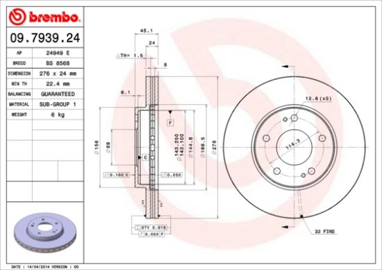 Obrázok Brzdový kotúč BREMBO  09793924