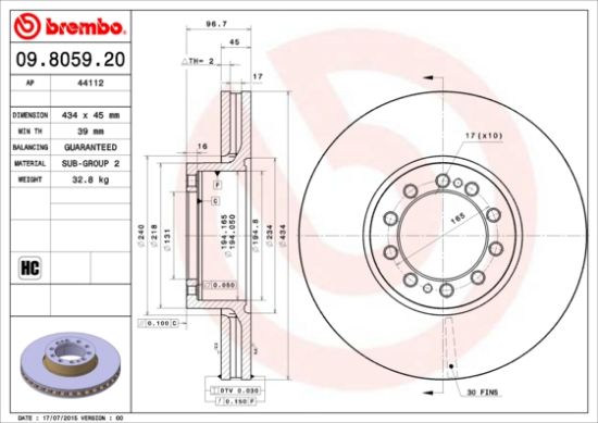 Obrázok Brzdový kotúč BREMBO  09805920