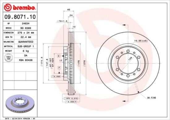 Obrázok Brzdový kotúč BREMBO COATED DISC LINE 09807111