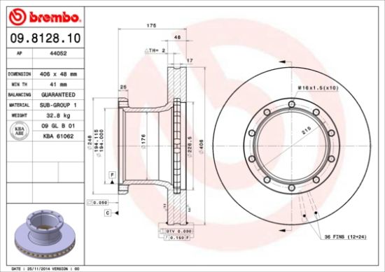 Obrázok Brzdový kotúč BREMBO  09812810