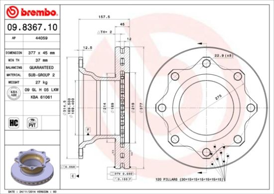 Obrázok Brzdový kotúč BREMBO  09836710