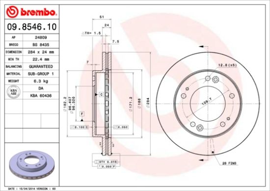 Obrázok Brzdový kotúč BREMBO  09854610