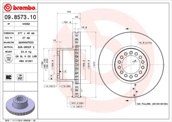 Obrázok Brzdový kotúč BREMBO  09857310