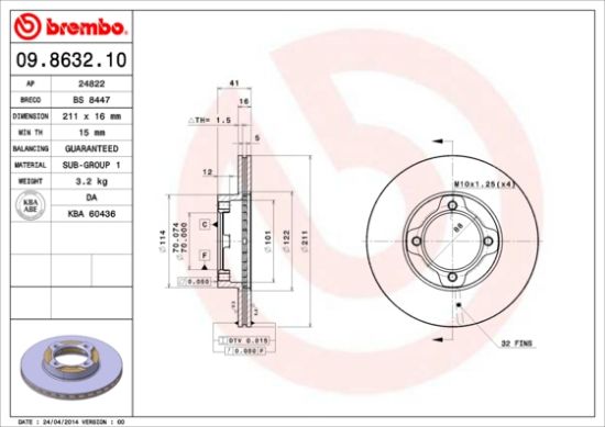 Obrázok Brzdový kotúč BREMBO  09863210