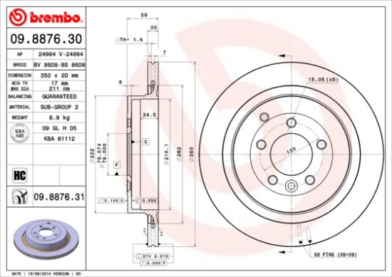 Obrázok Brzdový kotúč BREMBO COATED DISC LINE 09887631