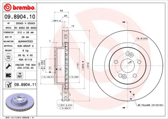 Obrázok Brzdový kotúč BREMBO COATED DISC LINE 09890411