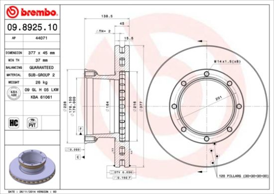 Obrázok Brzdový kotúč BREMBO  09892510