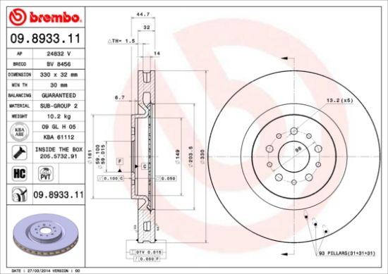 Obrázok Brzdový kotúč BREMBO COATED DISC LINE 09893311
