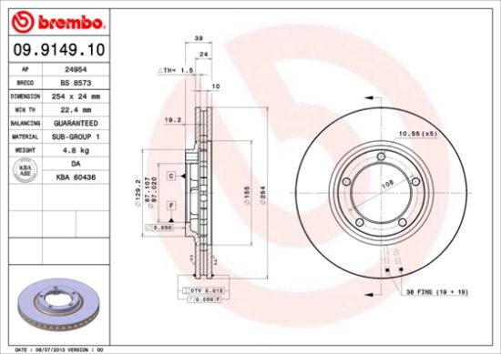 Obrázok Brzdový kotúč BREMBO  09914910