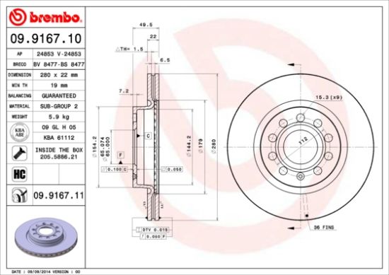 Obrázok Brzdový kotúč BREMBO COATED DISC LINE 09916711
