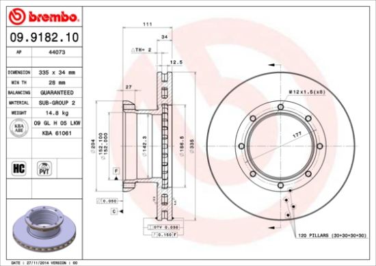 Obrázok Brzdový kotúč BREMBO  09918210