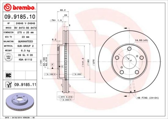 Obrázok Brzdový kotúč BREMBO COATED DISC LINE 09946311
