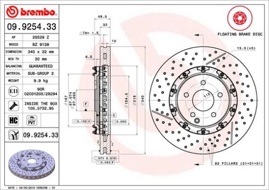 Obrázok Brzdový kotúč BREMBO TWO-PIECE FLOATING DISCS LINE 09925433