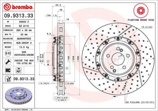 Obrázok Brzdový kotúč BREMBO TWO-PIECE FLOATING DISCS LINE 09931333