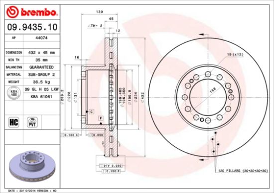 Obrázok Brzdový kotúč BREMBO  09943510
