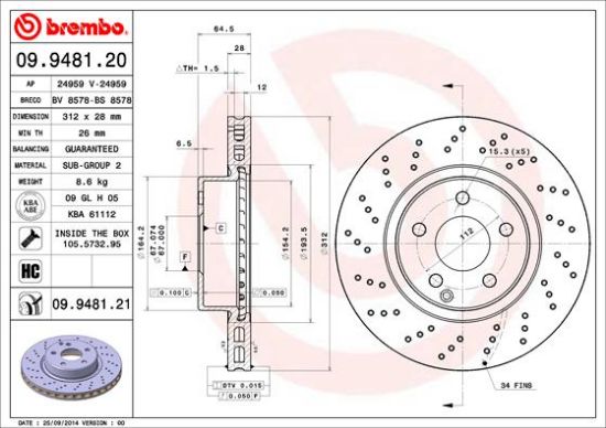 Obrázok Brzdový kotúč BREMBO COATED DISC LINE 09948121