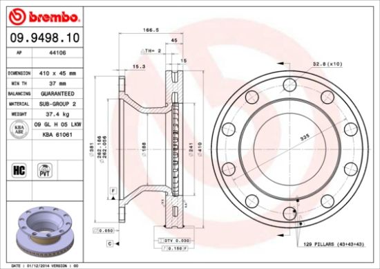 Obrázok Brzdový kotúč BREMBO  09949810