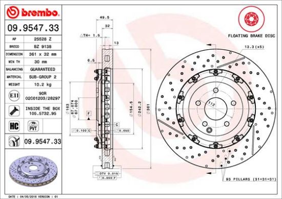 Obrázok Brzdový kotúč BREMBO TWO-PIECE FLOATING DISCS LINE 09954733