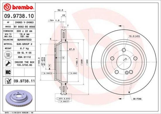 Obrázok Brzdový kotúč BREMBO COATED DISC LINE 09973811