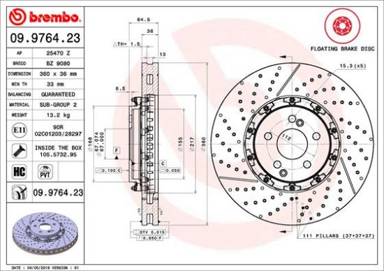 Obrázok Brzdový kotúč BREMBO TWO-PIECE FLOATING DISCS LINE 09976423