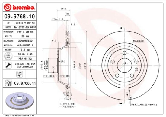 Obrázok Brzdový kotúč BREMBO COATED DISC LINE 09976811