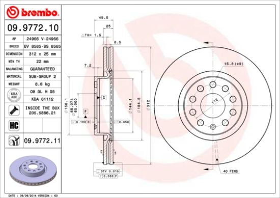 Obrázok Brzdový kotúč BREMBO COATED DISC LINE 09977211
