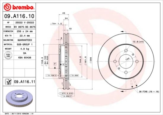 Obrázok Brzdový kotúč BREMBO COATED DISC LINE 09A11611