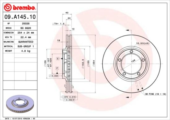 Obrázok Brzdový kotúč BREMBO  09A14510