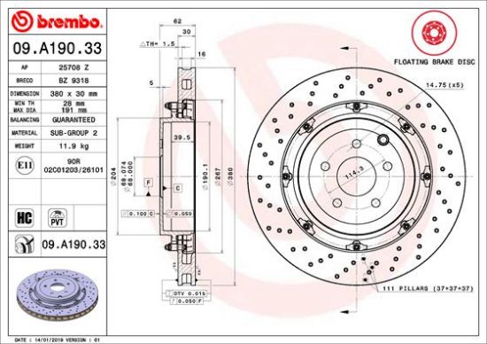 Obrázok Brzdový kotúč BREMBO TWO-PIECE FLOATING DISCS LINE 09A19033