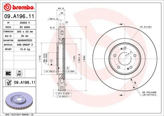 Obrázok Brzdový kotúč BREMBO COATED DISC LINE 09A19611