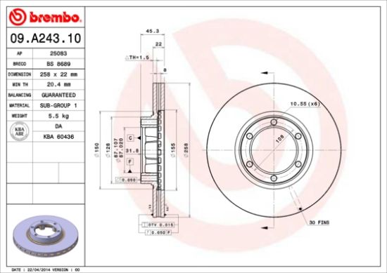 Obrázok Brzdový kotúč BREMBO  09A24310