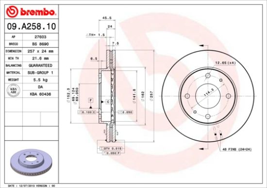Obrázok Brzdový kotúč BREMBO  09A25810