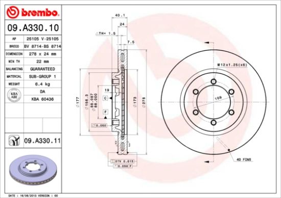 Obrázok Brzdový kotúč BREMBO COATED DISC LINE 09A33011