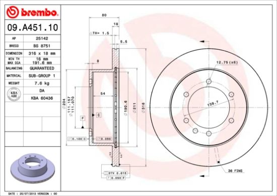 Obrázok Brzdový kotúč BREMBO  09A45110