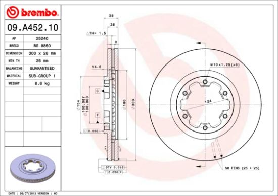 Obrázok Brzdový kotúč BREMBO  09A45210