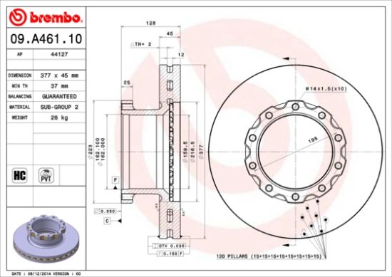 Obrázok Brzdový kotúč BREMBO  09A46110