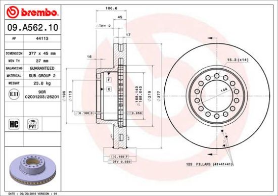 Obrázok Brzdový kotúč BREMBO  09A56210