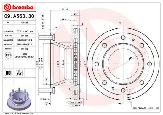 Obrázok Brzdový kotúč BREMBO  09A56330