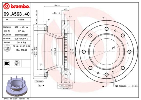 Obrázok Brzdový kotúč BREMBO  09A56340
